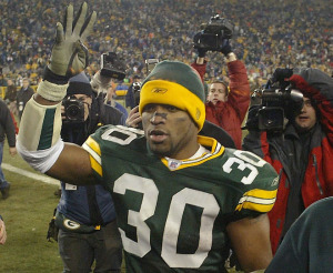 Ahman Green played eight seasons for the Packers and finished as the team's all-time rusher with 8.322 yards.